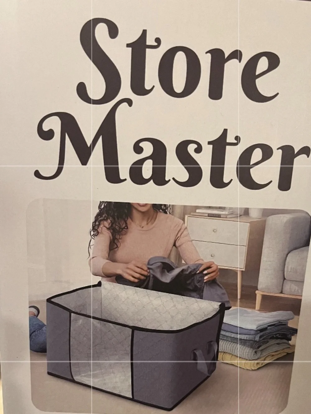 Gray Fabric Storage Bin - Large Home Organizer. Foldable. Light Weight